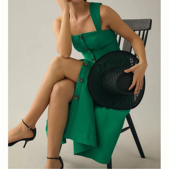 Anthropologie Maeve Square Neck Button Down Midi Dress NWOT FLAW* - Picture 3 of 10